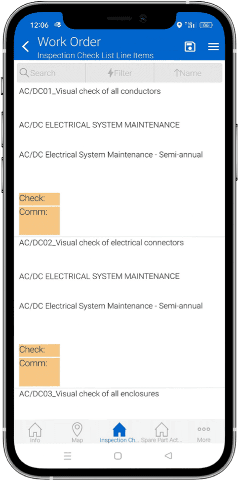 work order in a mobile device